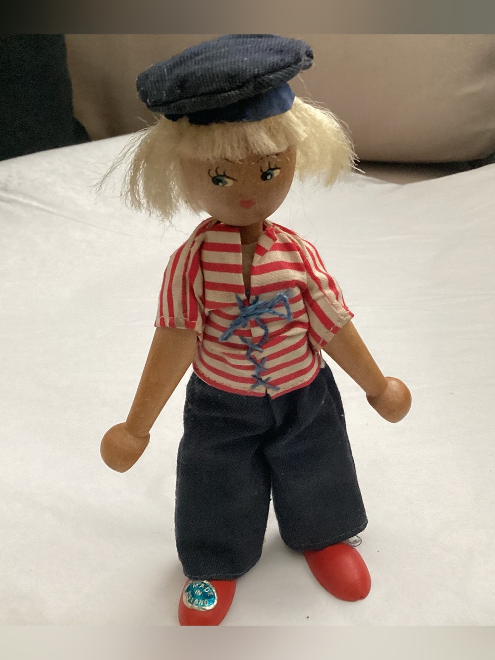 Vintage Handmade Dutch girl made in Holland.  She is 7”s h, sits stands